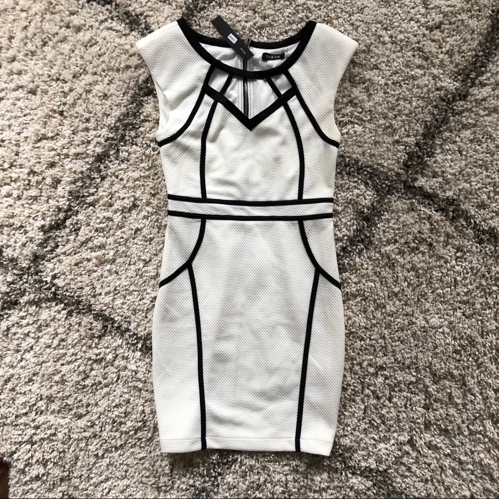 White and Black Piping Dress